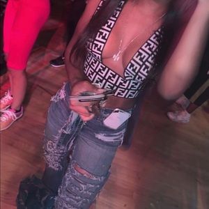 Custom denim distress jeans